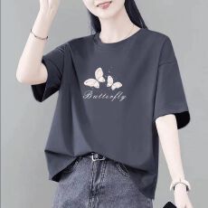 批发纯棉短袖<b class='q'>T</b><b class='q'>恤</b>女夏季大码200斤宽松显瘦<b class='q'>妈妈</b>装休闲洋气半袖上衣