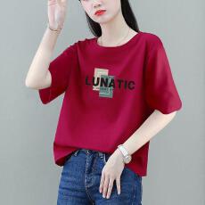 批发纯棉T恤女圆领百搭白色休闲<b class='q'>妈妈装</b>短袖宽松百搭夏季纯棉2026爆款
