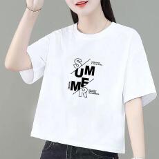 批发纯棉短袖t恤女夏季2026<b class='q'>中老年</b>妈妈全棉百搭宽松显瘦印花上衣体恤