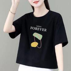 批发纯棉短袖t恤新款2026夏季宽松<b class='q'>妈妈装</b>休闲体恤上衣女装别致显瘦风