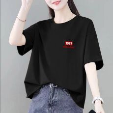 批发纯棉2026圆领上衣短袖夏季新款显瘦时尚女<b class='q'>妈妈装</b>宽松百搭印花T恤