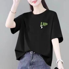 批发纯棉短袖t恤2026夏季新款时尚百搭上衣宽松<b class='q'>妈妈装</b>显瘦休闲女体恤