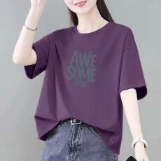 批发2026夏季新款时尚百搭上衣宽松显瘦<b class='q'>中老年</b>气质妈妈休闲女纯棉t恤