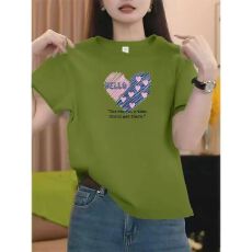 批发夏季时尚体恤2026爆款宽松新款圆领半袖短袖女<b class='q'>妈妈装</b>显瘦印花上衣