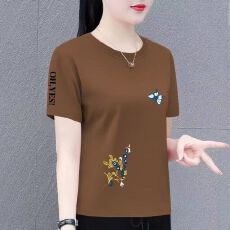 批发中老年圆领短袖2026夏季新款时尚百搭宽松显瘦女装遮肚上衣体恤衫