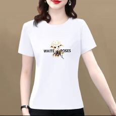 批发夏季<b class='q'>妈妈装</b>纯棉大码短袖薄款T恤女圆领印花2026显瘦休闲百搭上衣