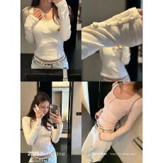 批发雪花优棉羊绒260克长袖t恤<b class='q'>女</b>装春秋新款薄修身U领打底衫