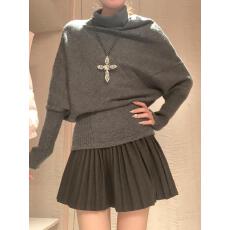 批发灰色高领毛衣灰色<b class='q'>百褶</b>裙