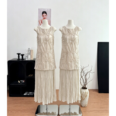 批发LiHuiEr李慧儿南法花园夏季燕麦重工<b class='q'>刺绣</b>连衣裙圆领宽松背心裙女
