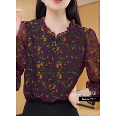 批发气质显衬衫女春夏季百搭休闲打底衫洋气翻领九分袖衬衣