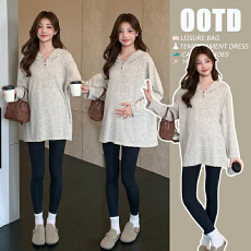 批发实拍 现<b class='q'>孕妇</b><b class='q'>春季</b>新款简约<b class='q'>百搭</b>三粒扣时尚长袖T恤休闲上衣潮