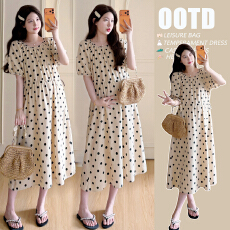 批发实拍现~孕妇装夏季新款<b class='q'>波点</b><b class='q'>连衣裙</b>休闲百搭遮肉显瘦复古收腰度假