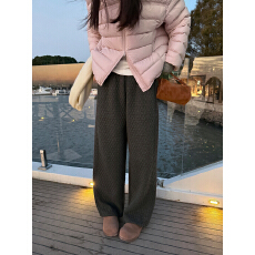 批发小火炉棉裤 奥粒绒可束脚<b class='q'>休闲</b>裤女冬季加绒宽松菱格阔腿裤子
