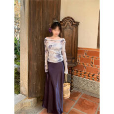 批发紫色a字半身裙女开<b class='q'>春</b>2026新款超好看独特漂亮半裙醋酸缎面鱼尾裙