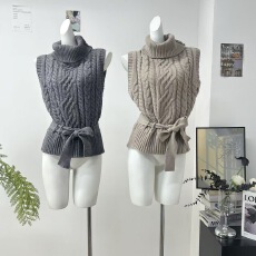 批发红人馆针织马甲女款2025新款<b class='q'>冬</b>今年流行爆款高领叠穿外穿背心马夹