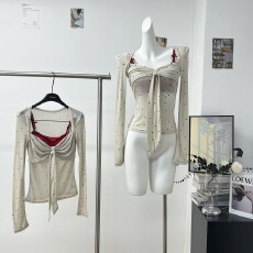 批发CallmeEar//波点少女甜美绑带长袖T恤女冬季<b class='q'>修身</b>内搭上衣