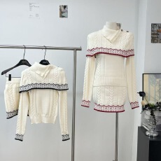 批发且可ChillCozy 人鱼烛 费尔岛提花圣诞套装100羊毛针织时尚三件套