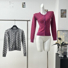 批发板栗可可Bankelili du家色！本命开衫！韩系小众月牙提花针织开衫