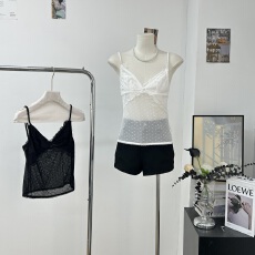 批发复古气质V领蕾丝拼接<b class='q'>网纱</b>吊带背心辣妹外穿内搭性感叠穿美背上衣