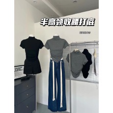 批发陈幕后 半高领超美体态短袖tee