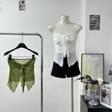 批发Skk Store 赫斯茉莉 美到开挂!氛围感密码可甜可盐波浪边网纱抹胸