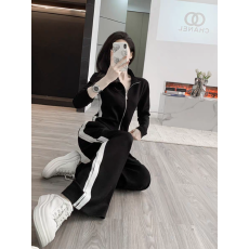 批发休闲<b class='q'>运动服</b>套装女春秋季黑色修身<b class='q'>显瘦</b>时尚洋气美式欧货卫衣两件套