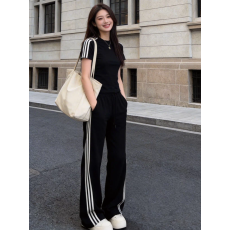 批发休闲运动风<b class='q'>时尚</b><b class='q'>套装</b><b class='q'>女</b>2026夏季新款圆领短袖T恤高腰阔腿裤<b class='q'>两件</b>套