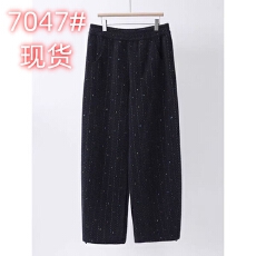 批发佳佳大码女装中高腰加厚百搭休闲裤女秋冬胖mm遮跨宽松巨显瘦长裤