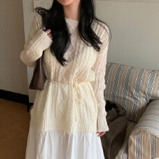 批发实拍大码 百搭复古麻花宽松胖mm薄毛衣<b class='q'>中长款</b>长袖收腰针织上衣女