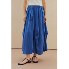 批发青花瓷|茵曼克莱因蓝不规则垂坠感半身<b class='q'>裙</b>女2026夏季纯棉长款<b class='q'>伞</b><b class='q'>裙</b>