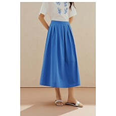 批发茵曼法式克莱因蓝百褶半身裙女2026夏季法式高腰显瘦<b class='q'>长</b>款a字<b class='q'>裙子</b>