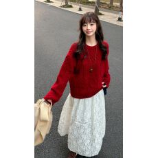 批发慵懒风日系复古麻花圆领套头毛衣女秋冬松弛感学院休闲针织衫上衣