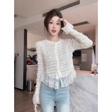 批发法式小众蕾丝拼接<b class='q'>喇叭袖</b>小衫女2026秋季新款内搭打底修身绝美上衣