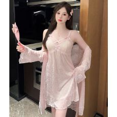 批发吊带睡裙女款2025新款夏季带胸垫<b class='q'>莫代尔</b>性感纯欲风网纱睡衣两件套