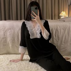 批发2025春季<b class='q'>睡衣</b>女带胸垫高品质莫代尔套装长袖套装家居服