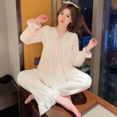 批发秋冬款睡衣女海岛绒长袖长裤套装公主风<b class='q'>天鹅</b>绒柔软宽松家居服