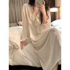 批发V领花边裙网红ins风睡衣女<b class='q'>春</b>秋季新款睡裙女法式家居服