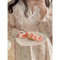 批发蕾丝碎花睡裙2025年<b class='q'>春</b>秋季新款睡衣女宽松网红风家居服