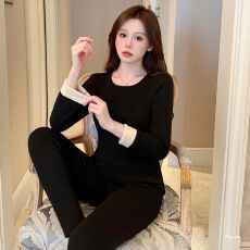 批发秋冬加厚加绒女士保暖内衣套装女秋衣秋裤打底衫考拉绒女款