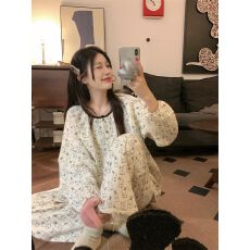 批发夹层兔子260克网红ins睡衣女长袖长裤冬季空气棉家居服