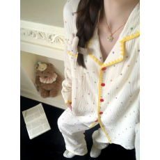 批发月牙彩色<b class='q'>圆点</b>2026年春秋季新款睡衣女网红风简约家居服