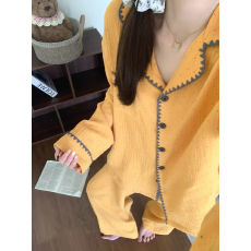 批发黄色月牙2025年秋冬季<b class='q'>圆点</b>新款睡衣女网红风韩版家居服