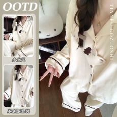 批发新款秋季套装女可爱小狗拼接纯棉<b class='q'>睡衣</b>可外穿<b class='q'>全棉</b>家居服