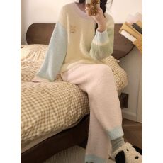 批发糖果小兔半边绒2025年冬季新款加厚睡衣女网红风韩版家居服