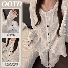 批发仿棉 ins复古纯白色碎花<b class='q'>睡衣</b>女韩版<b class='q'>短袖</b>宽松可外穿家居服