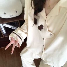 批发2025秋冬新款德绒女士<b class='q'>睡衣</b>卡通印花长袖长裤两件套可外穿翻领开衫