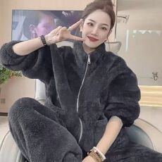 批发千鸟格夹层2026年冬季新款<b class='q'>睡衣</b>女网红风韩版<b class='q'>卡通</b>家居服