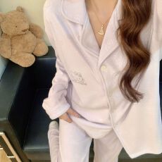 批发带胸垫新款秋冬德绒<b class='q'>卡通</b>可爱长袖长裤可外穿家居服<b class='q'>睡衣</b>