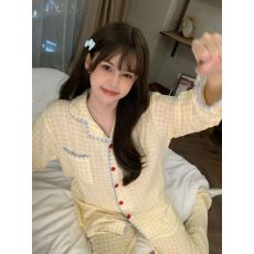 批发爆款睡衣女生卡通甜美翻领长袖长裤休闲家居服套装外穿