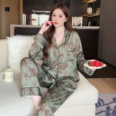 2026新款睡衣女款春秋季冰丝绸长袖长裤简约休闲可外穿家居服套装